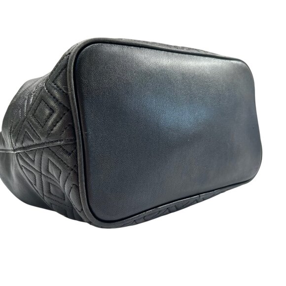 Tory Burch Soft Quilted Fleming Mini Bucket Bag Black Leather - Picture 11 of 16